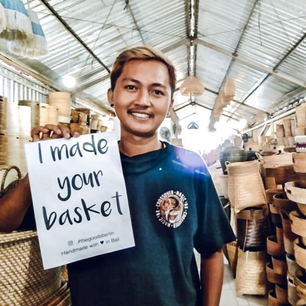 Aga Wäschekorb mit Deckel – Handgefertigt, Rund, in Natur