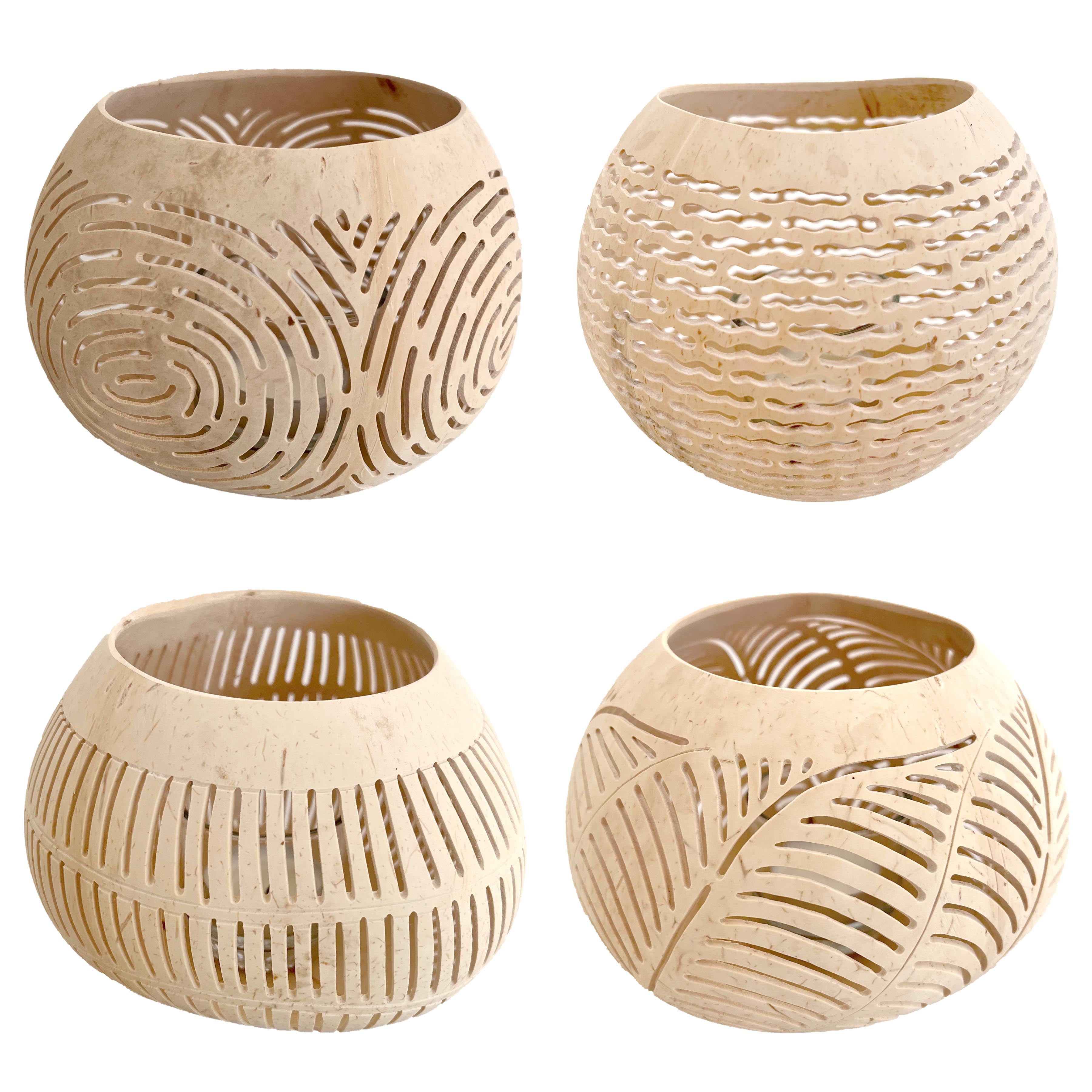 Kerzenhalter aus Kokosnuss geschnitzt