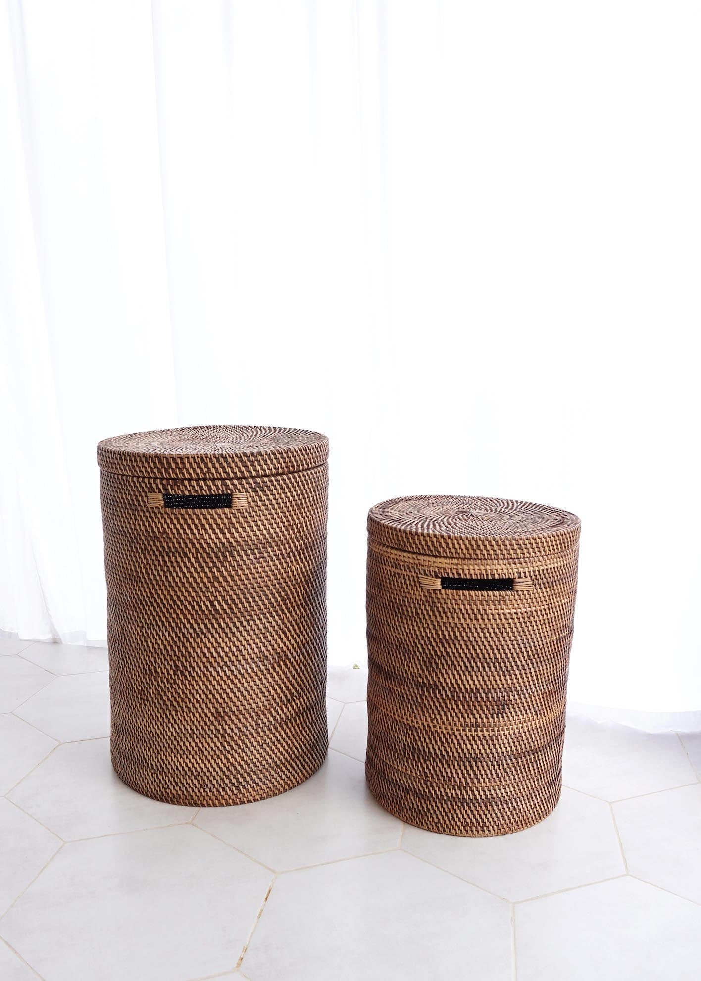 Rattan Wäschekorb Aga - Rattan mit Deckel braun