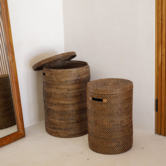 Rattan Wäschekorb Aga - Rattan mit Deckel braun