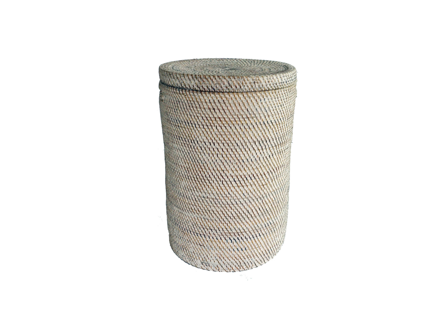 Rattan Wäschekorb Aga - Rattan mit Deckel weiss