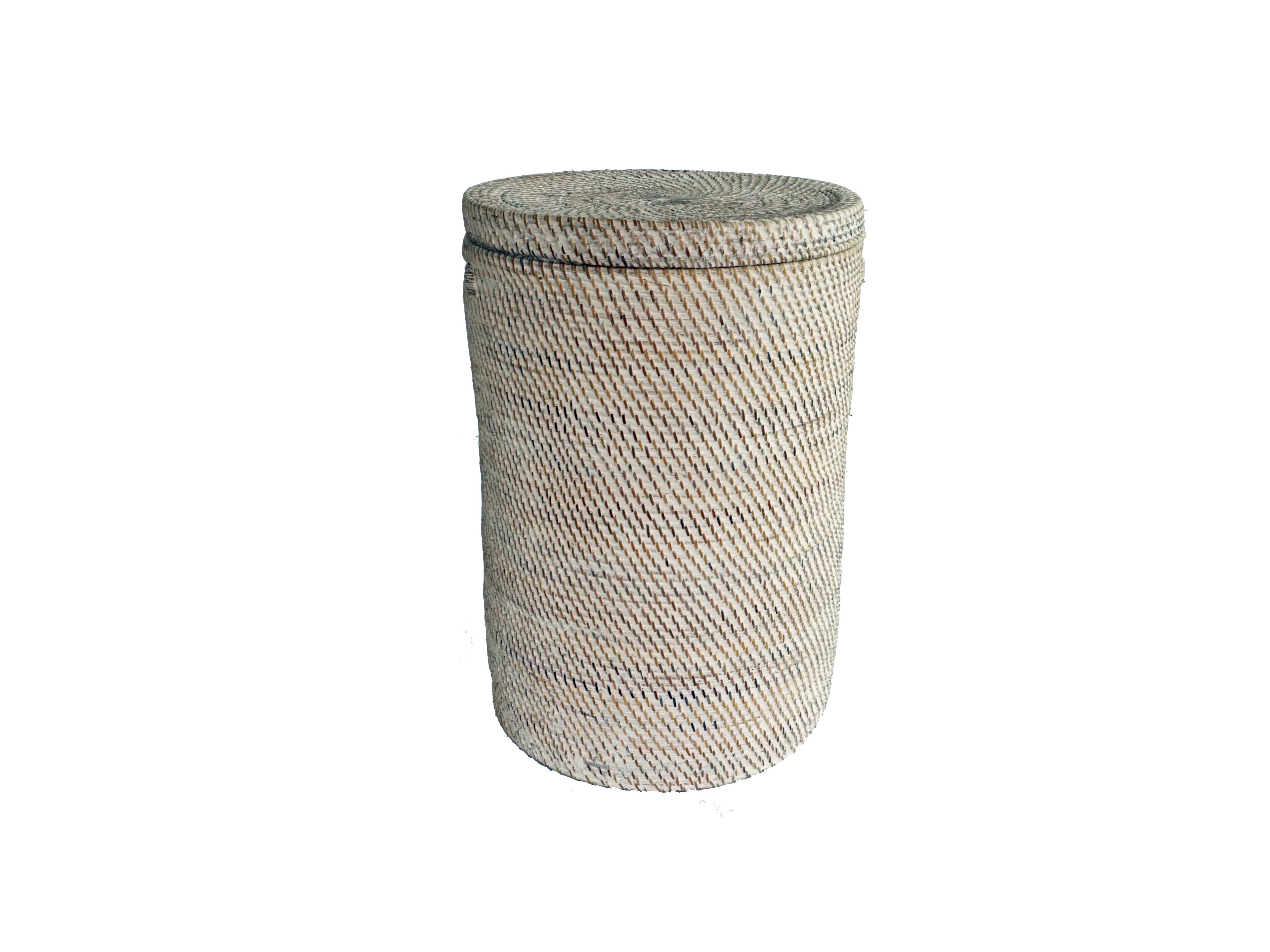 Rattan Wäschekorb Aga - Rattan mit Deckel weiss