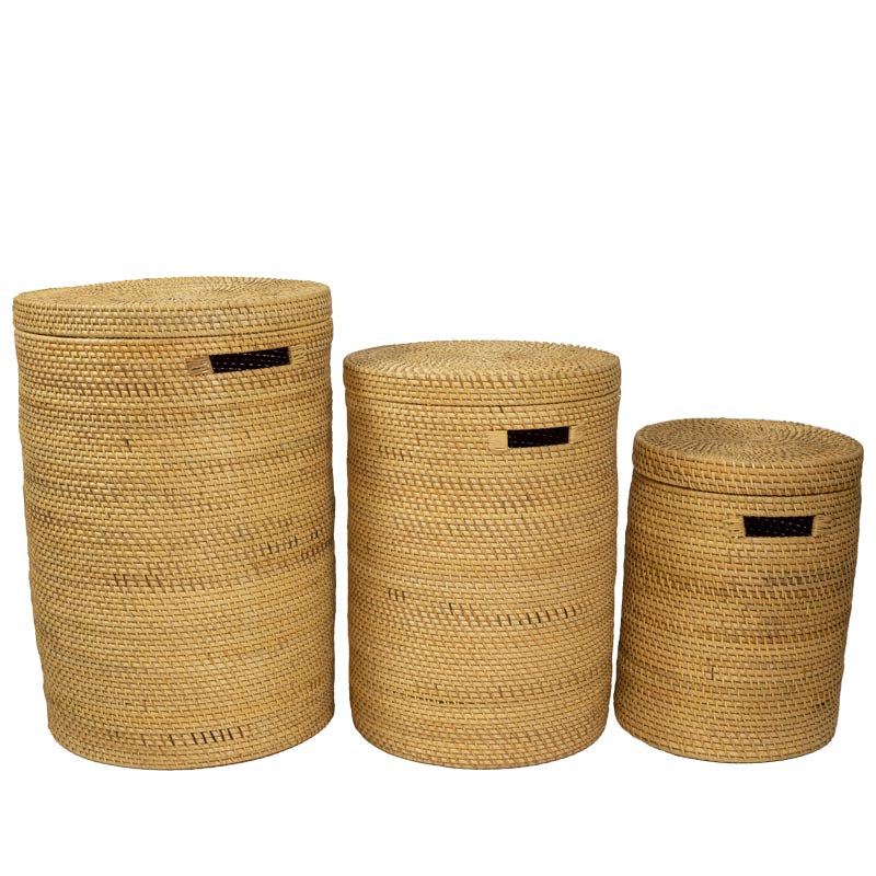 Aga Wäschekorb mit Deckel – Handgefertigt, Rund, in Natur