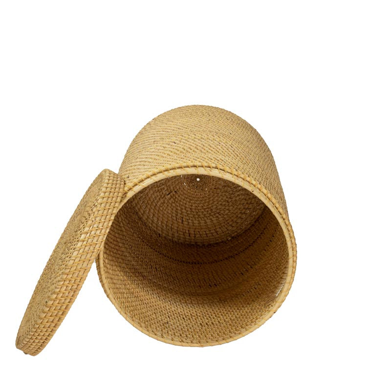 Aga Wäschekorb mit Deckel – Handgefertigt, Rund, in Natur