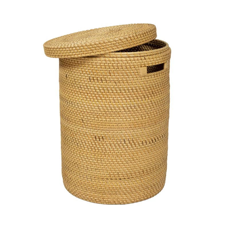 Aga Wäschekorb mit Deckel – Handgefertigt, Rund, in Natur